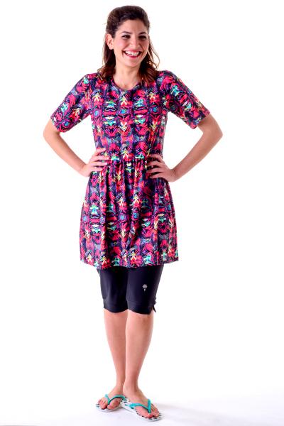 Tunic Short Sleeve Swim Dress Kaleidoscope / Xs by HydroChic Tunic Short Sleeve Swim Dress Kaleidoscope / Xs by HydroChic