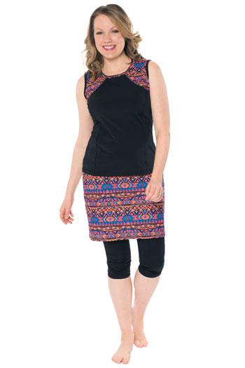 Amphi Spirit Athletic Skirted Capris 16" for Swim and Sports Printed - Chlorine Proof