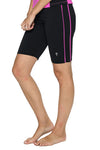 Knee Length Swim Shorts with Accent Piping - Chlorine Proof