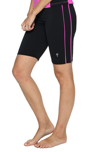 Knee Length Swim Shorts with Accent Piping – Chlorine Proof & UPF 50+