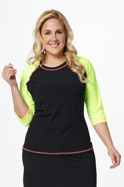 Baseball Babe Inspired 3/4 Sleeve Rash Guard Swim Shirt – Chlorine Proof & UPF 50+