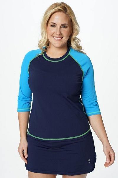 Baseball Babe Inspired 3/4 Sleeve Rash Guard Swim Shirt – Chlorine Proof & UPF 50+