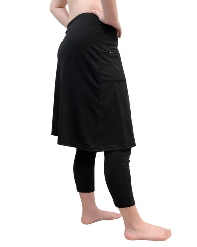 Athletic Jogging Swim Skirt  20"  (with extra long leggings attached)-Chlorine Proof