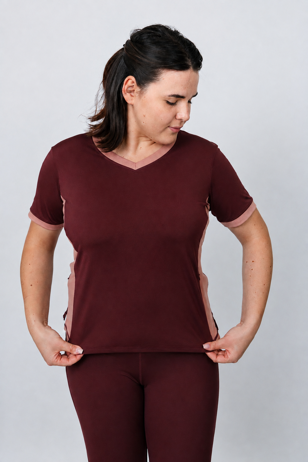 Sea Breeze Two Tone V-Neck Sporty Swim Top – Chlorine Proof & UPF 50+