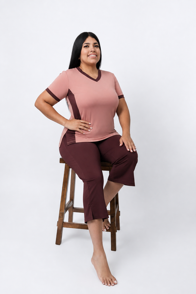 Sea Breeze Two Tone V-Neck Sporty Swim Top – Chlorine Proof & UPF 50+
