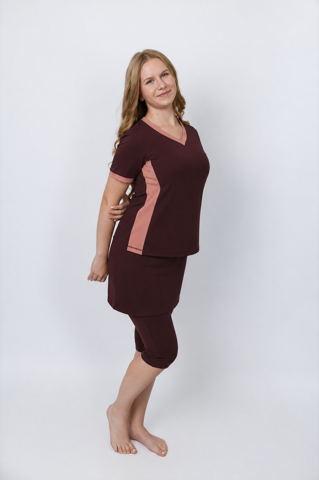 Sea Breeze Two Tone V-Neck Sporty Swim Top – Chlorine Proof & UPF 50+