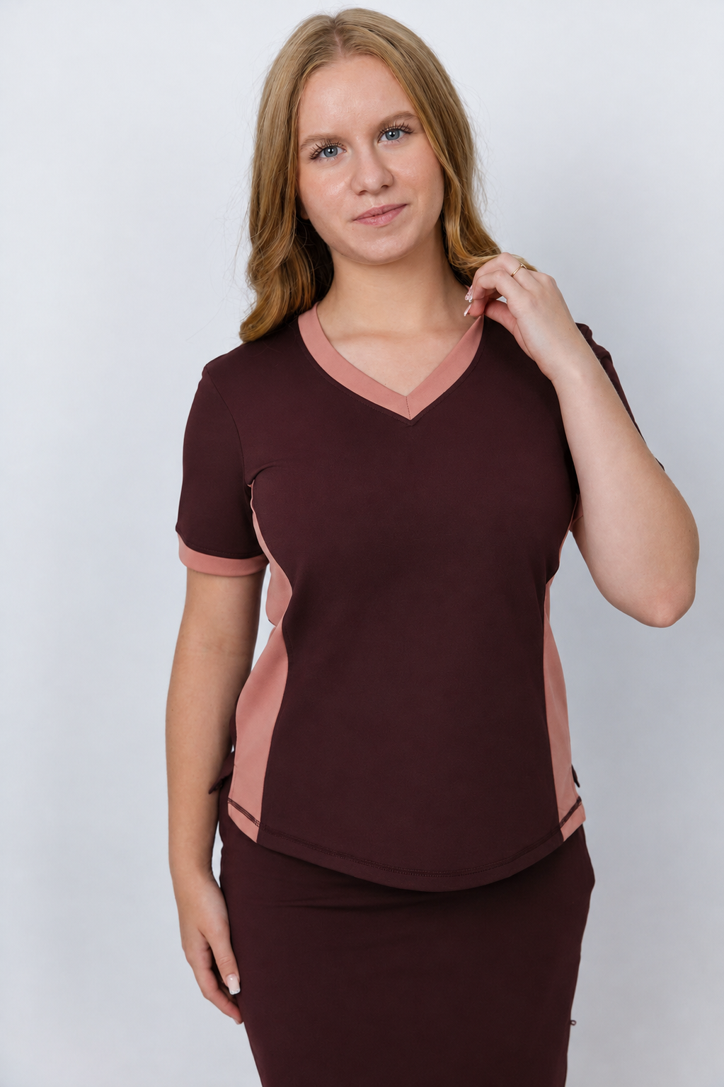 Sea Breeze Two Tone V-Neck Sporty Swim Top – Chlorine Proof & UPF 50+