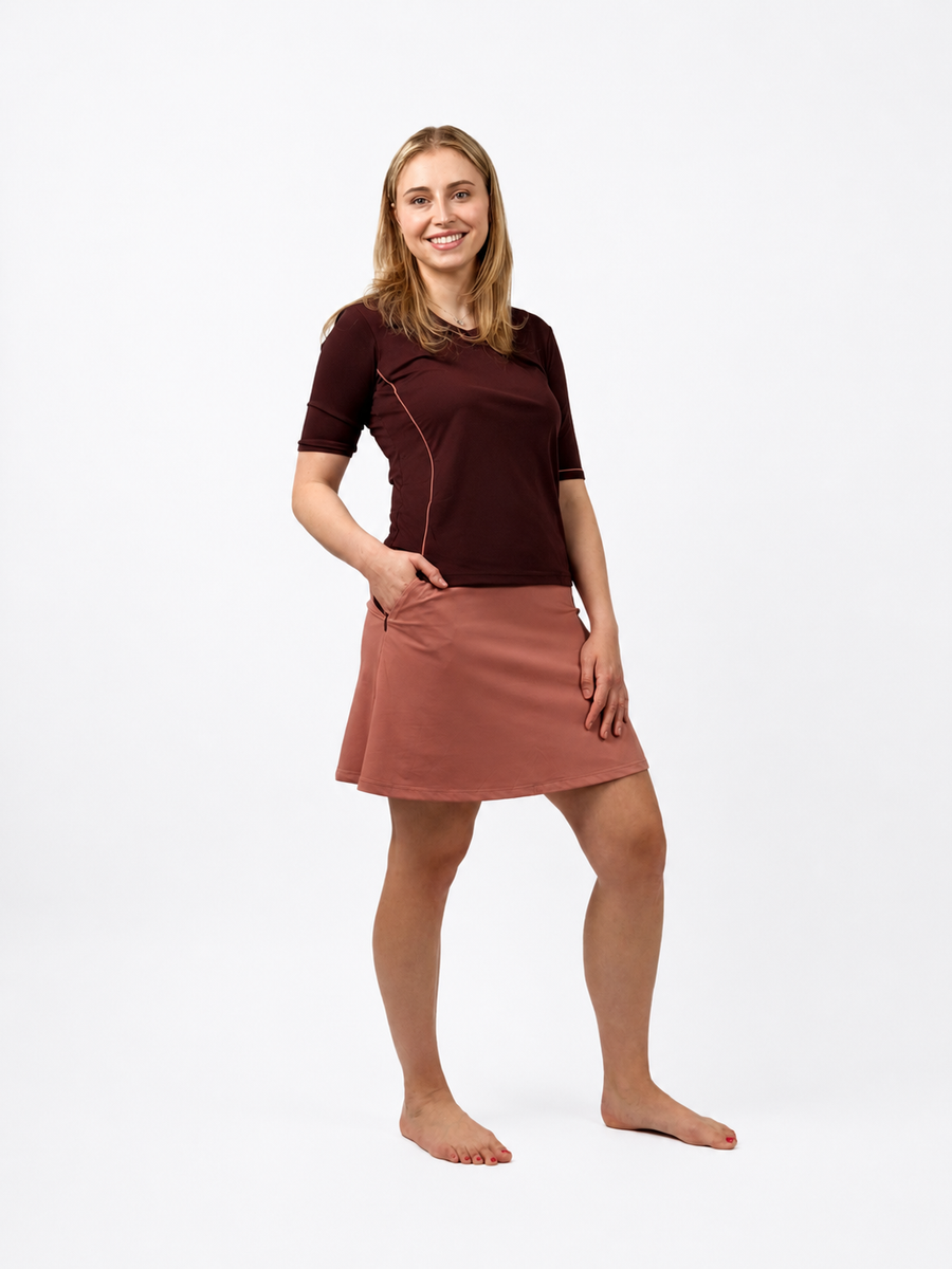 Skater Skirt for Swim & Gym 18" – Chlorine Proof & UPF 50+ (with Attached Shorts)
