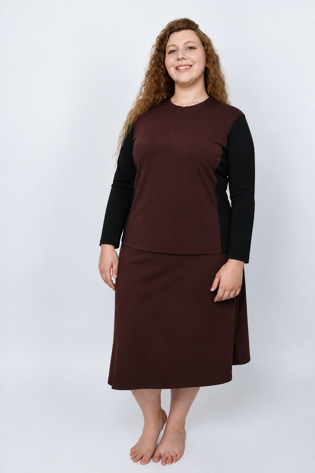 Activewear Long Swim and Sports Skirt 28" – Chlorine Proof & UPF 50+ (with Attached Leggings)
