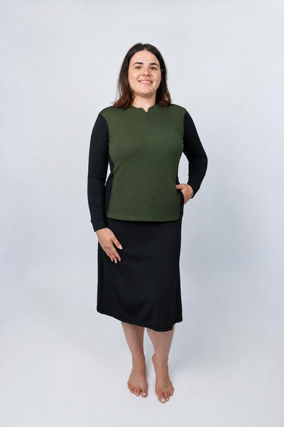 Bike & Hike Swim Skirt 25" – Chlorine Proof & UPF 50+ (with Attached Leggings)