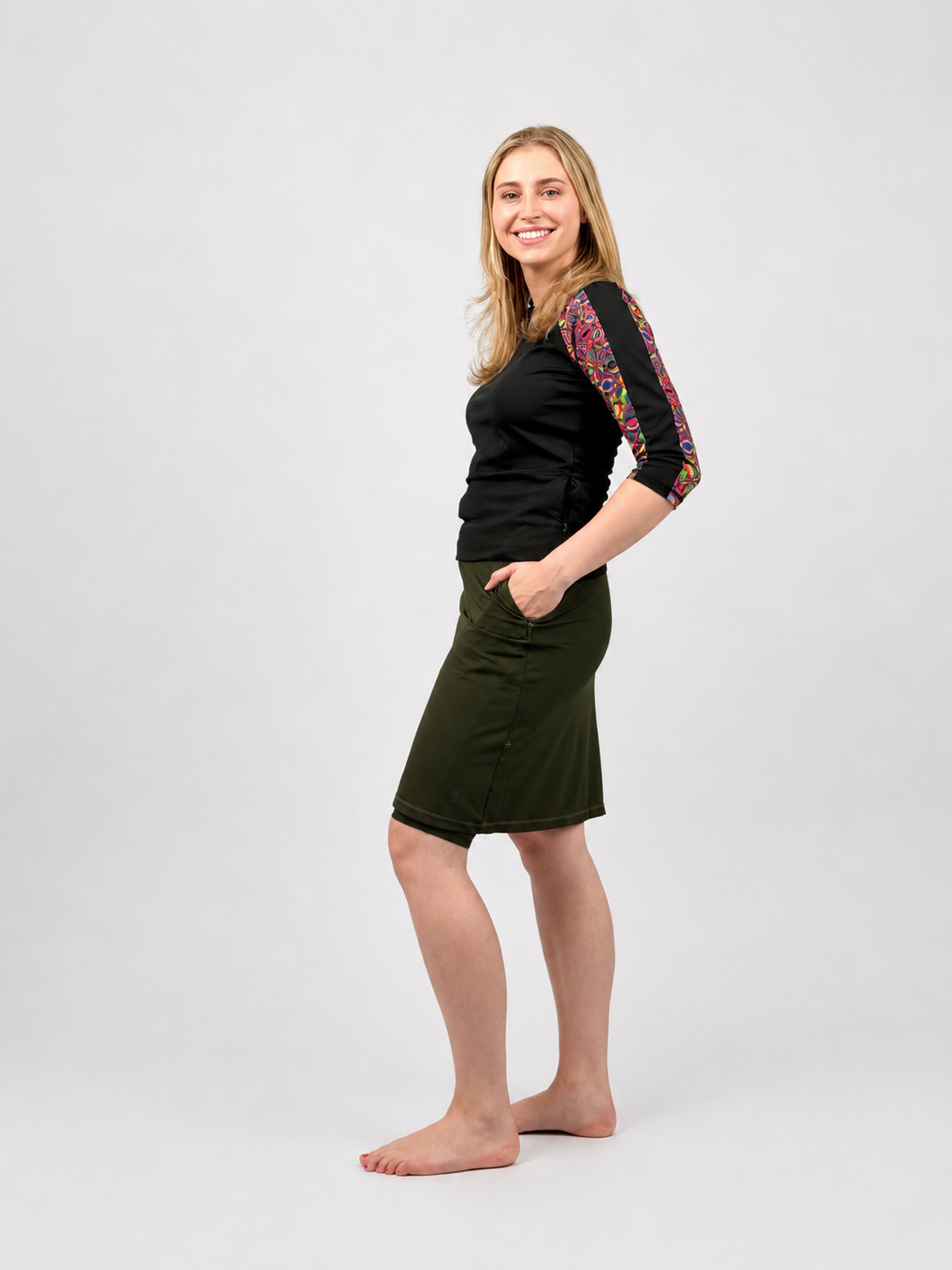 Mia A-line Faux Wrap Swim Skirt 22.5" - Chlorine Proof (with attached shorts)
