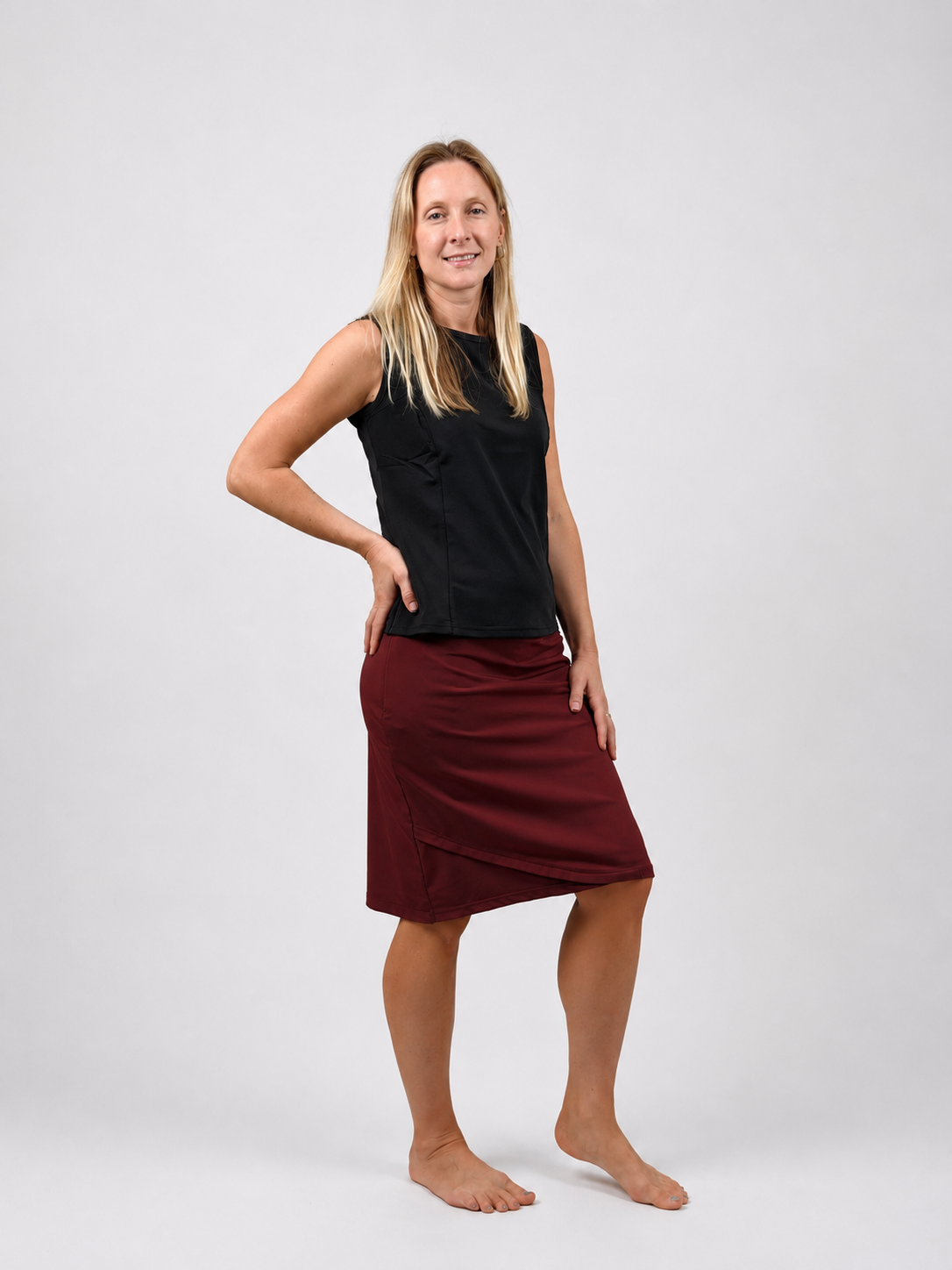 Mia A-line Faux Wrap Swim Skirt 22.5" - Chlorine Proof (with attached shorts)
