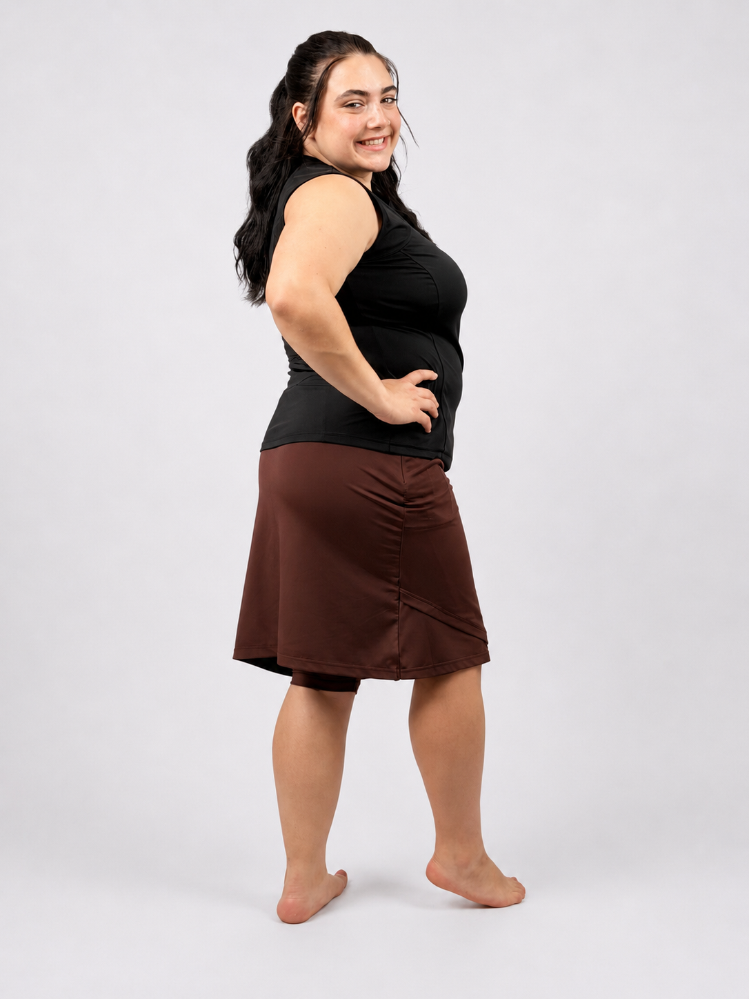 Mia A-line Faux Wrap Swim Skirt 22.5" - Chlorine Proof (with attached shorts)