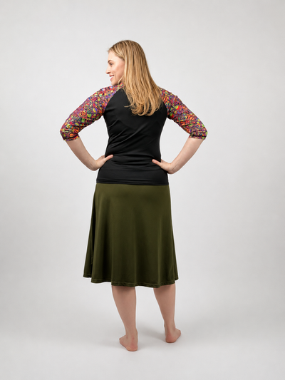Activewear Long Swim and Sports Skirt 28" - Chlorine Proof (with attached leggings)