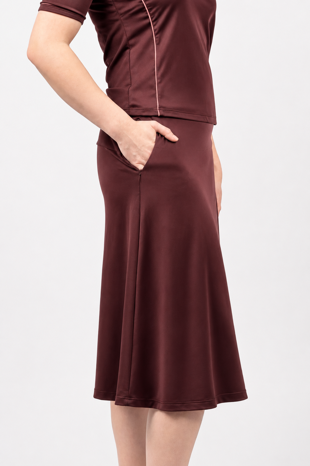 Activewear Long Swim and Sports Skirt 28" – Chlorine Proof & UPF 50+ (with Attached Leggings)