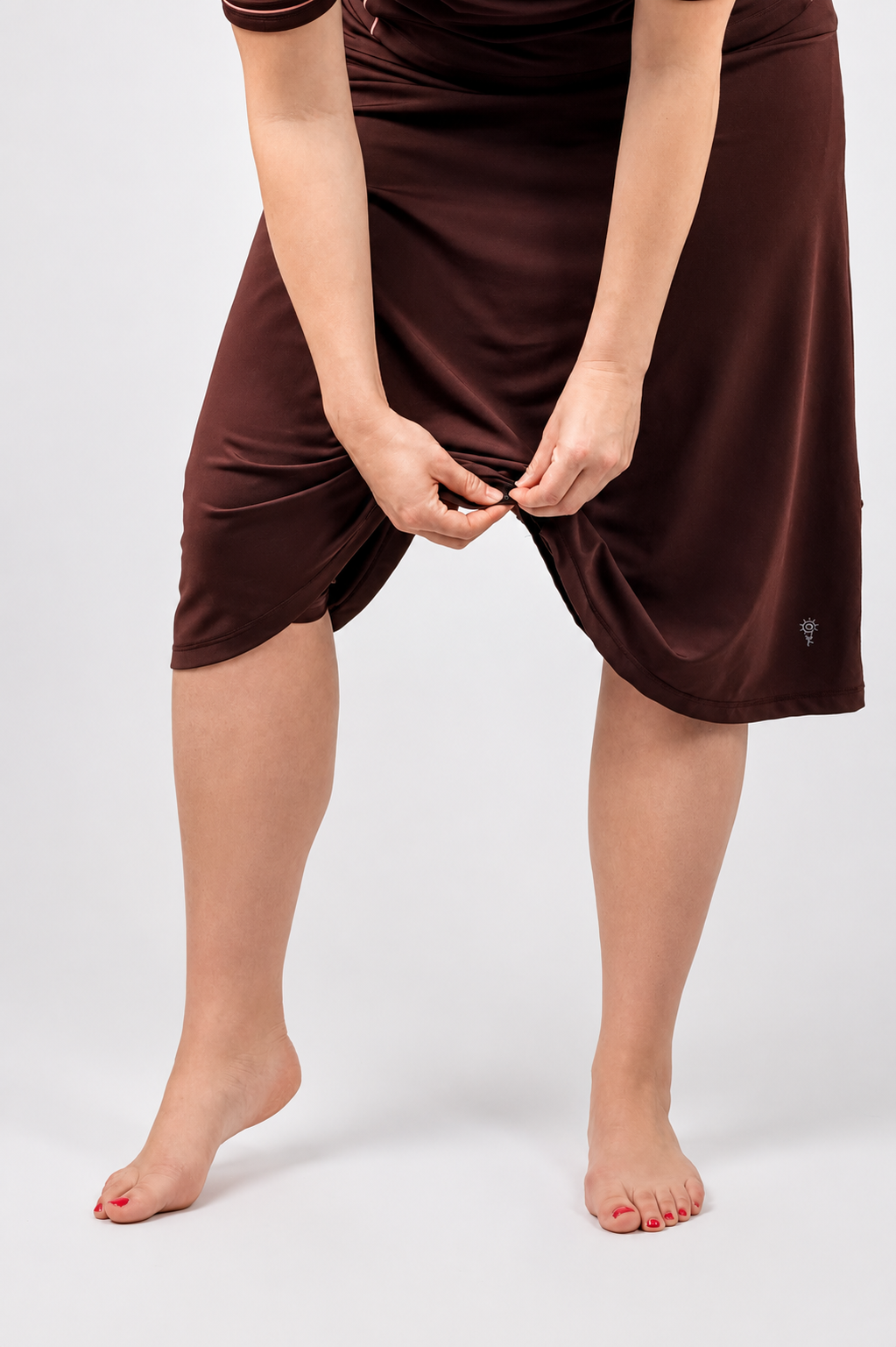 Activewear Long Swim and Sports Skirt 28" – Chlorine Proof & UPF 50+ (with Attached Leggings)