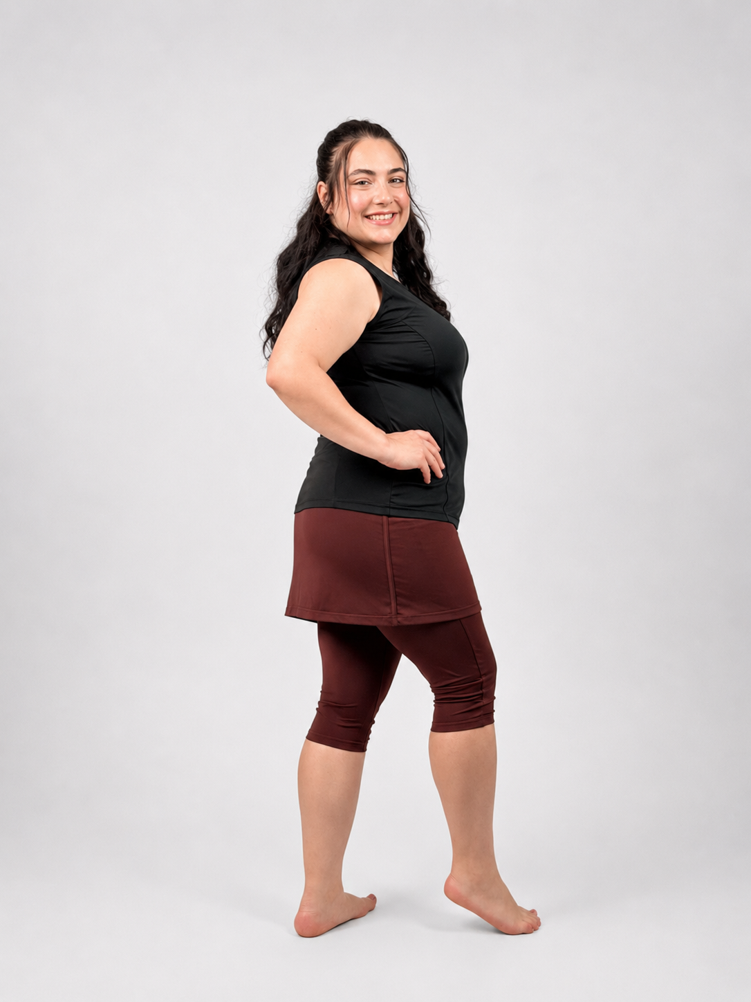 Decadent Chocolate Amphi Spirit Athletic Skirted Capris for Swim and Sports – Chlorine Proof & UPF 50+