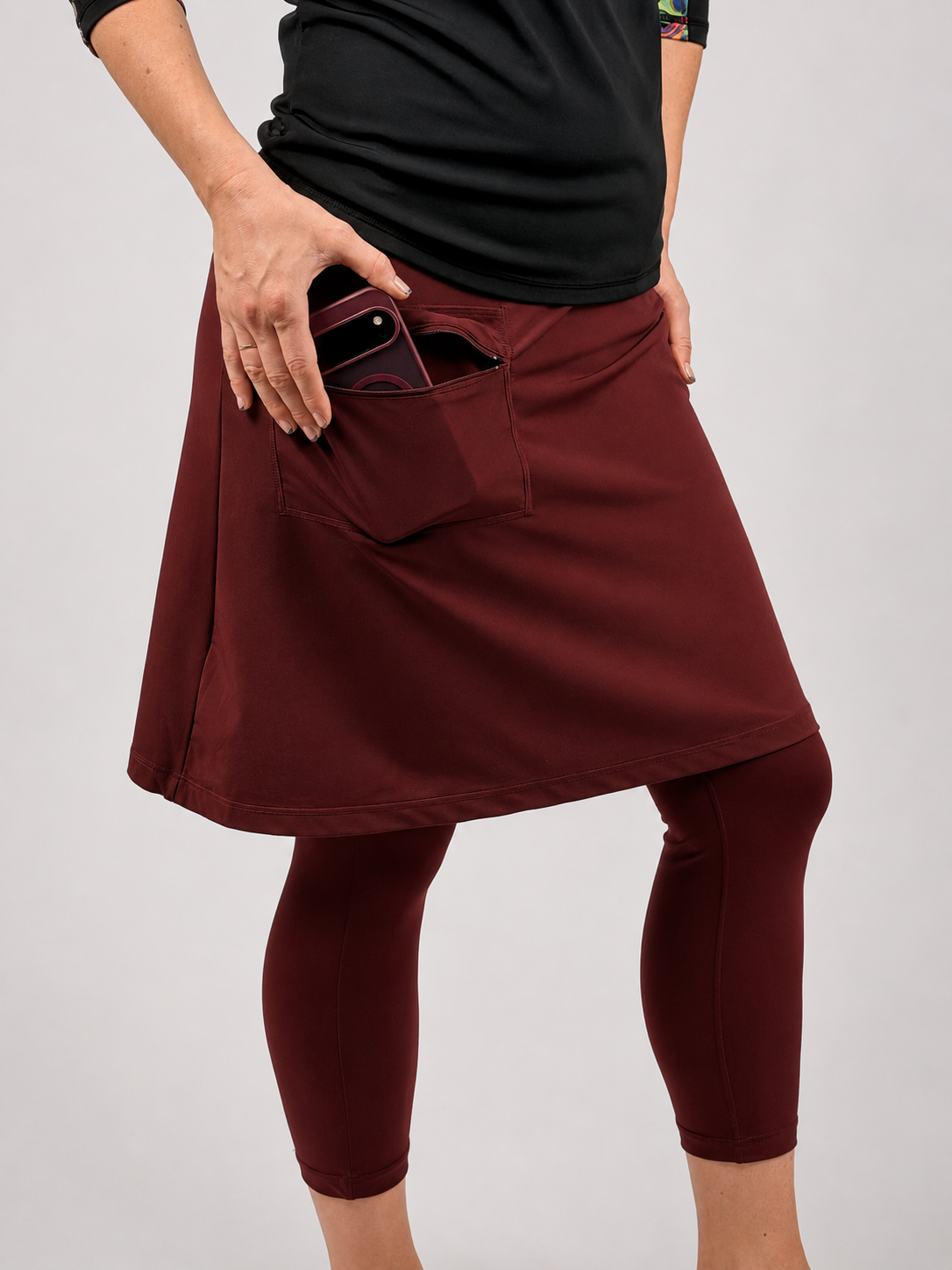 Athletic Jogging Swim Skirt 20" – Chlorine Proof & UPF 50+ (with Extra Long Leggings)