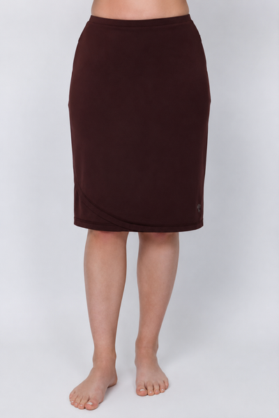 Mia A-line Faux Wrap Swim Skirt 22.5" – Chlorine Proof & UPF 50+ (with Attached Leggings)