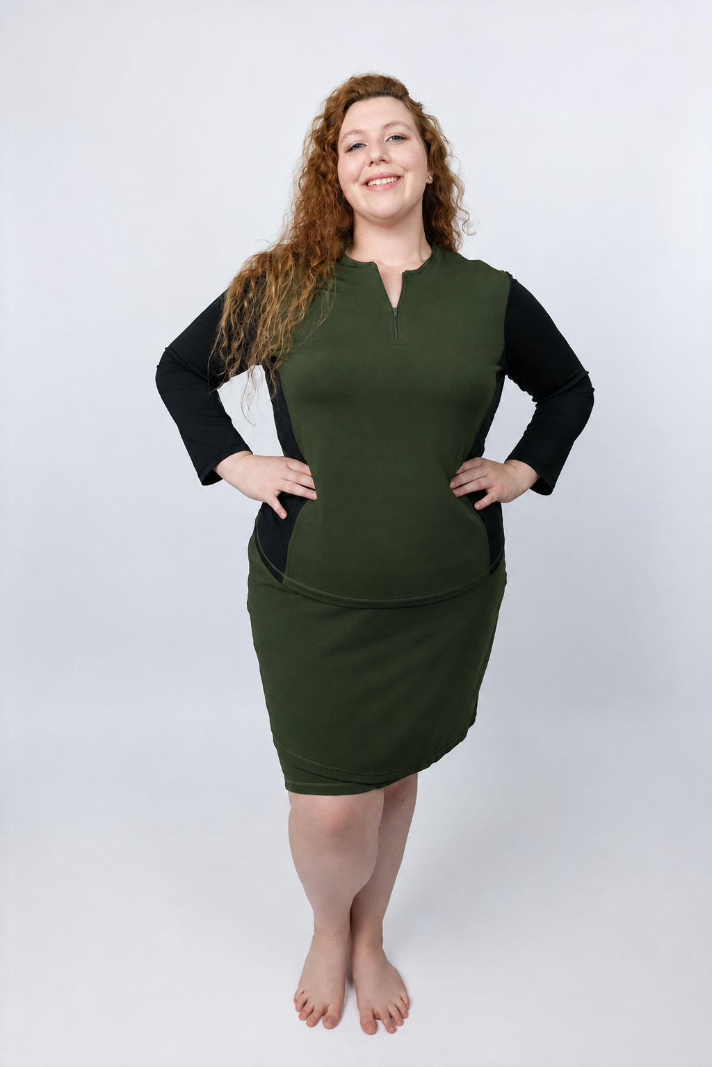 Mia A-line Faux Wrap Swim Skirt 22.5" – Chlorine Proof & UPF 50+ (with Attached Leggings)