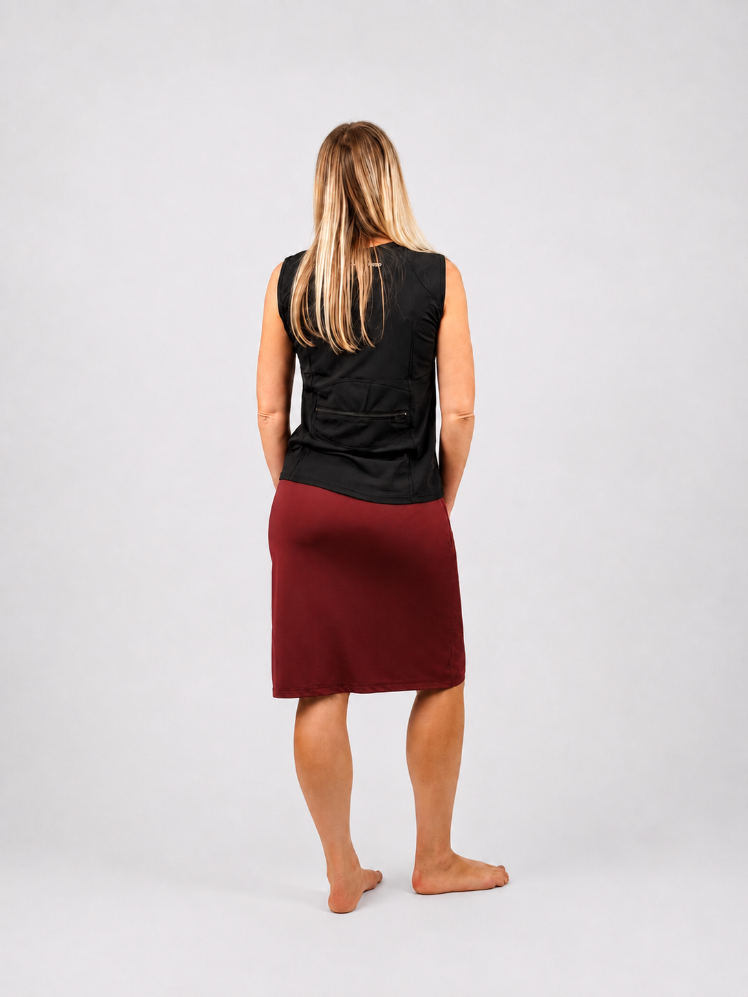 Mia A-line Faux Wrap Swim Skirt 22.5" – Chlorine Proof & UPF 50+ (with Attached Leggings)