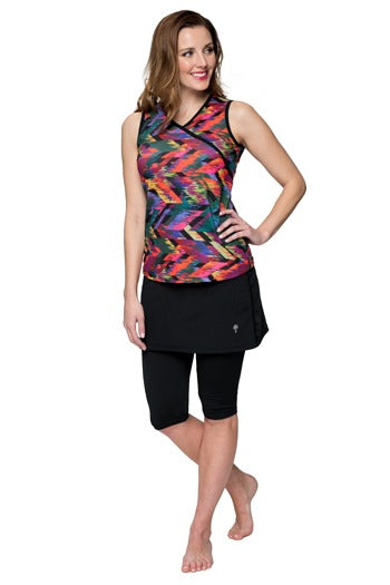 Black Amphi Spirit Athletic Skirted Capris for Swim and Sports – Chlorine Proof & UPF 50+