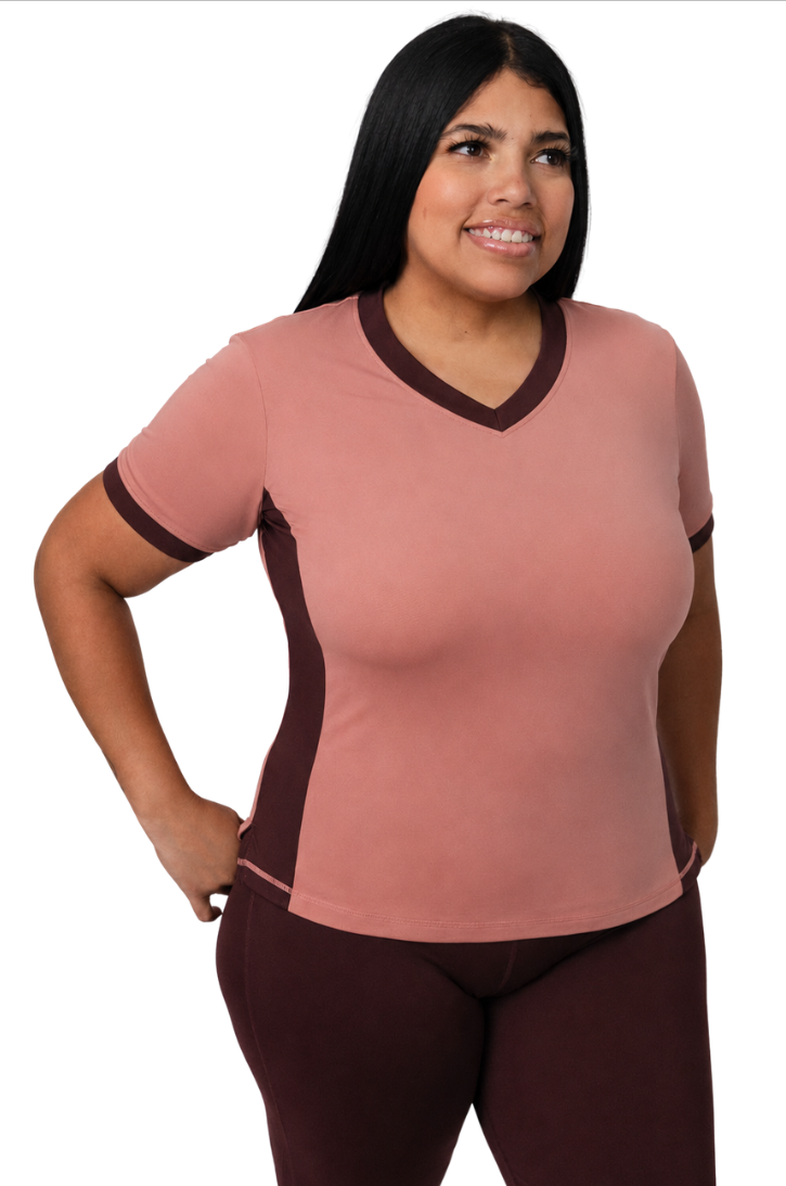 Sea Breeze Two Tone V-Neck Sporty Swim Top – Chlorine Proof & UPF 50+