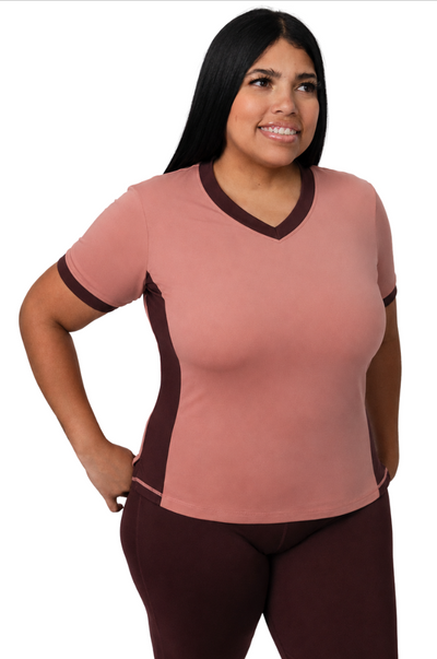Sea Breeze Two Tone V-Neck Sporty Swim Top – Chlorine Proof & UPF 50+