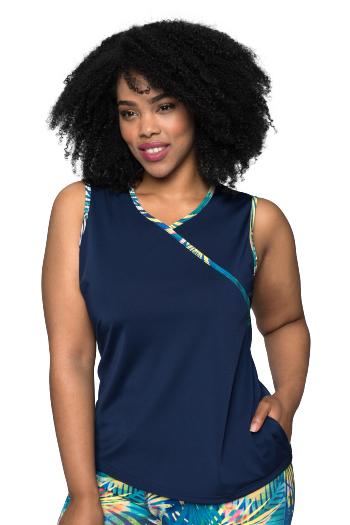 Sleeveless Crossover Swim Top