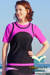 Athletic Short Sleeve Mock Tank UV Top- for Swim N' Sport