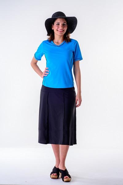 Waters Edge  Hip Hiding Drop Waist Long Swim Skirt