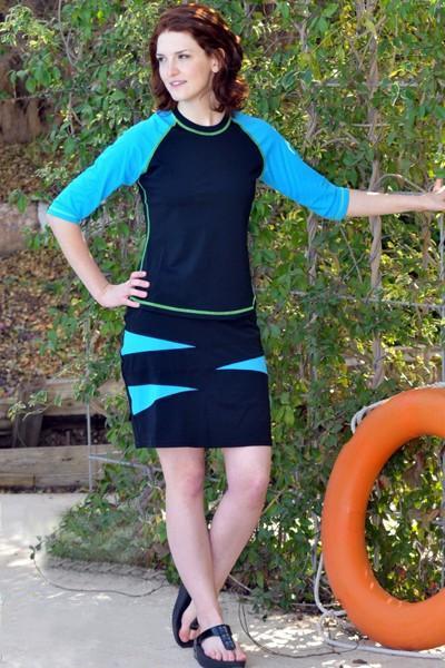 Color Triangles Swim and Sports Skirt with Attached Shorts 18.5" - Chlorine Proof