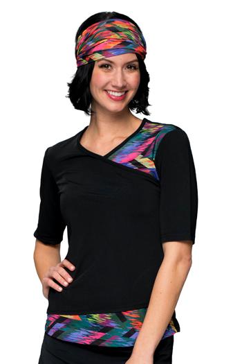 Faux Wrap V-neck Swim Top - Chlorine Proof