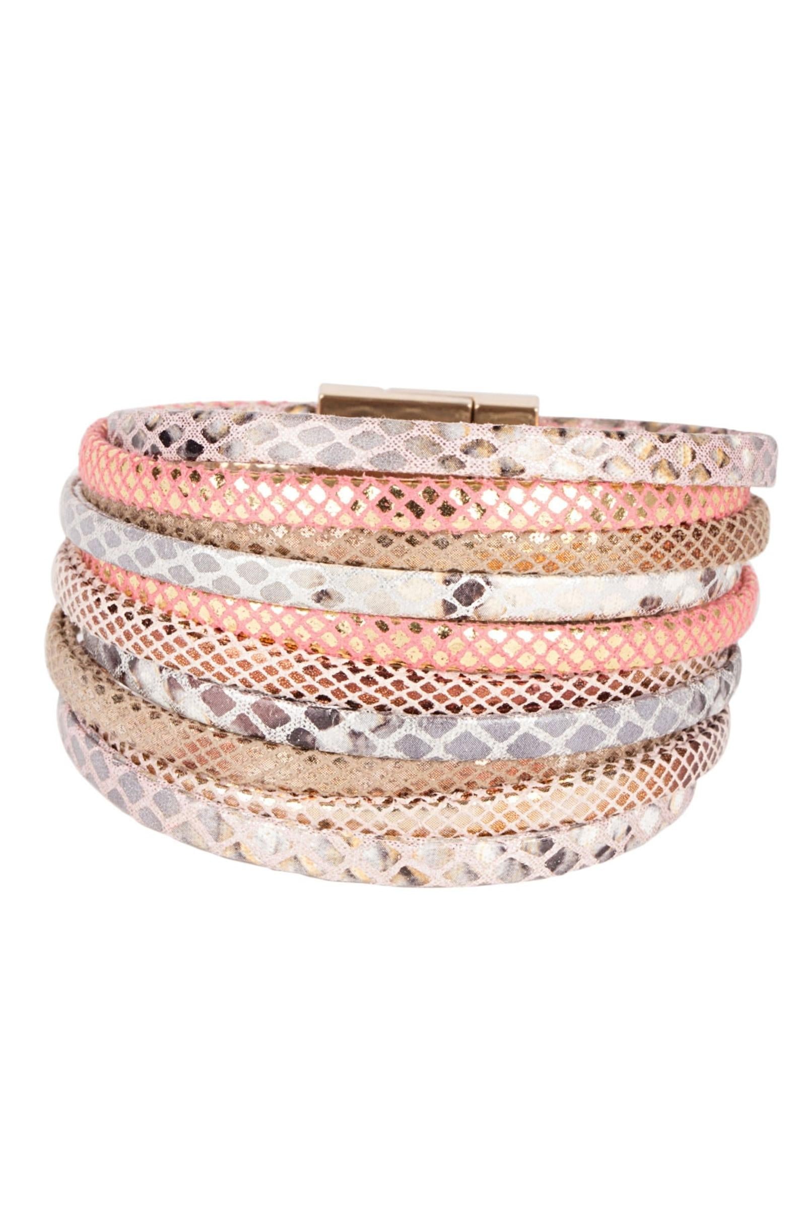 Coral Snakeskin Stack Bracelet