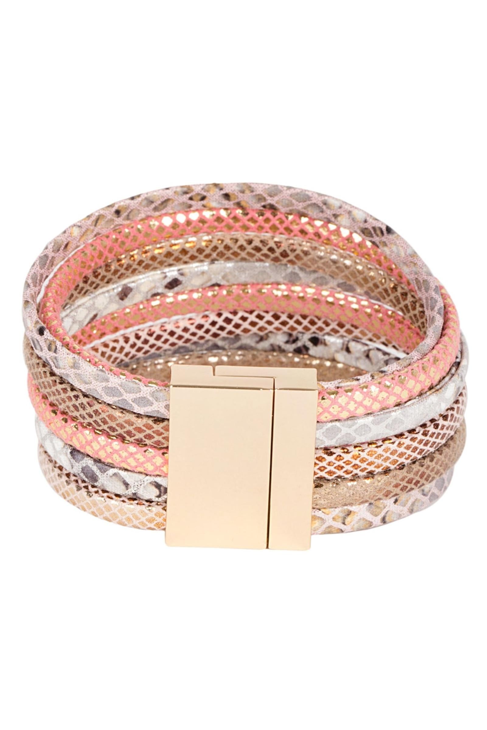 Coral Snakeskin Stack Bracelet