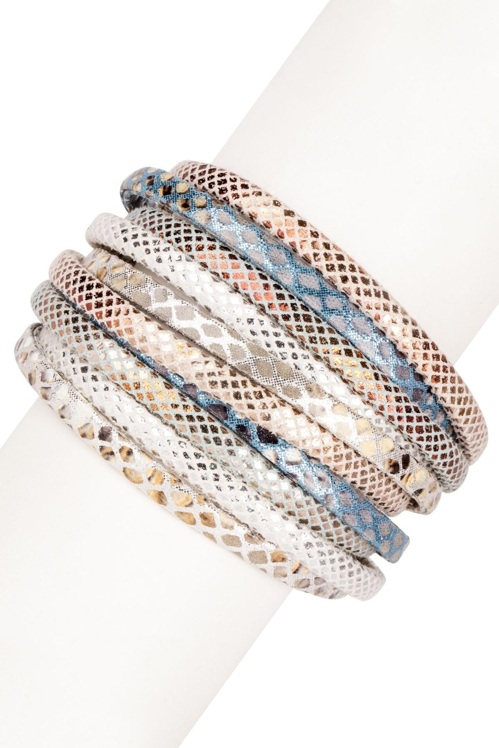 Aqua Snakeskin Stack Bracelet