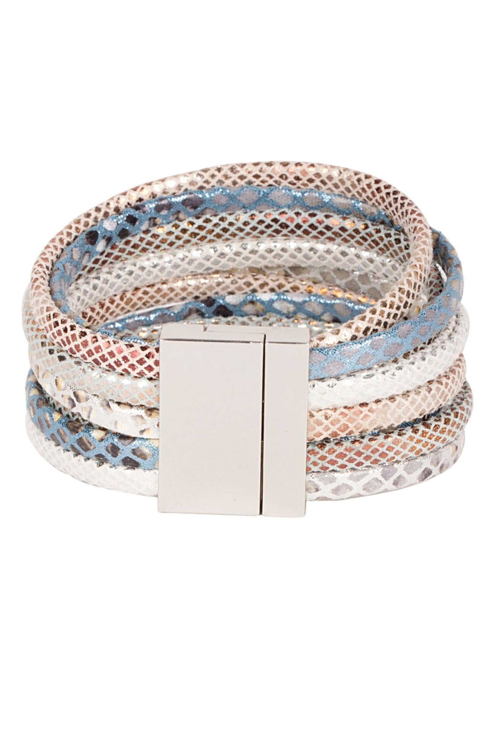 The Snake Skin Leather Double Wrap Bracelet M/L