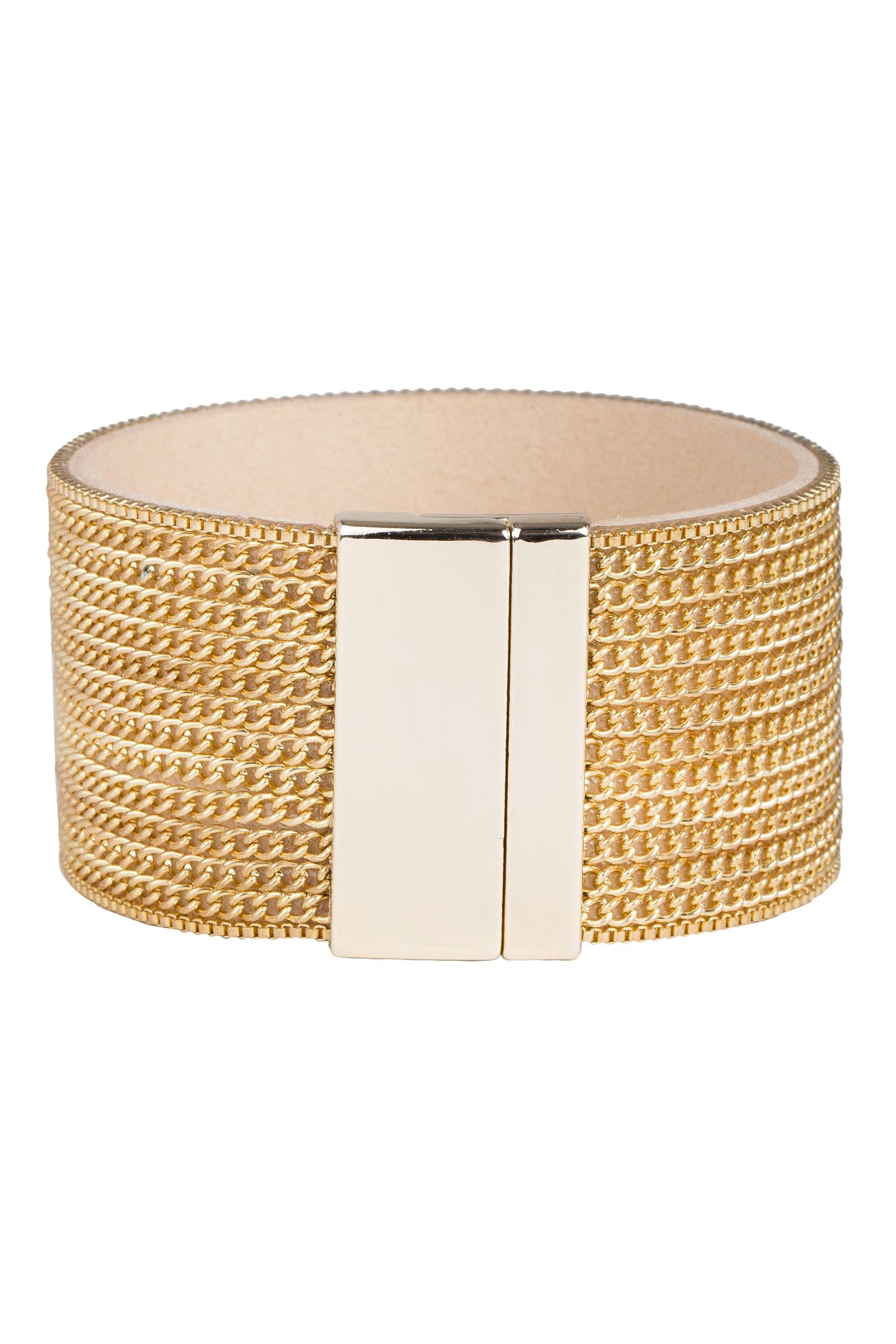 Gold Link Cuff Bracelet - Jewelry