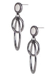 Linked Hoop Earrings in Brushed Gunmetal Silver