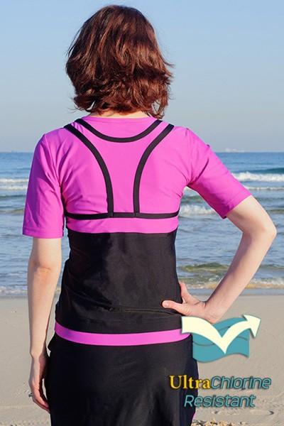 Athletic Short Sleeve Mock Tank UV Top- for Swim N' Sport