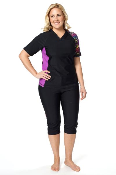 Navy Argyle Rope UPF50+ V-Neck Top