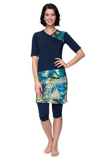 Amphi Spirit Athletic Skirted Capris 16" for Swim and Sports Printed - Chlorine Proof
