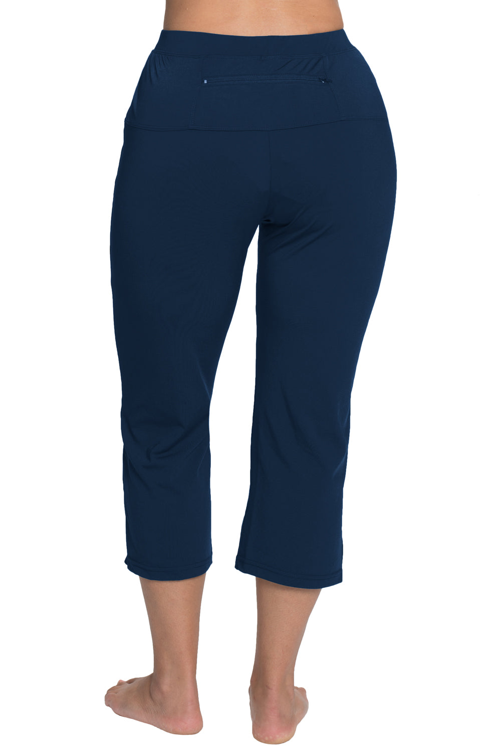 Innerwin Cropped Pant High Waist Women Capri Pants Beach Button Lounge  Capris Denim Blue S 