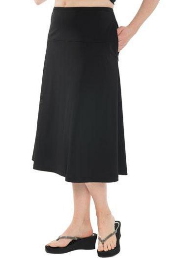 Activewear Long Swim and Sports Skirt 28" - Chlorine Proof (with attached leggings)
