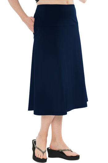 Activewear Long Swim and Sports Skirt 28" - Chlorine Proof (with attached leggings)