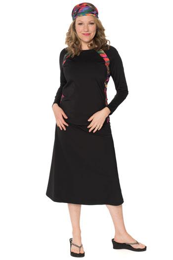 Activewear Long Swim and Sports Skirt 28" – Chlorine Proof & UPF 50+ (with Attached Leggings)