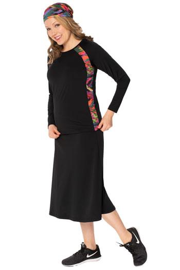 Activewear Long Swim and Sports Skirt 28" - Chlorine Proof (with attached leggings)