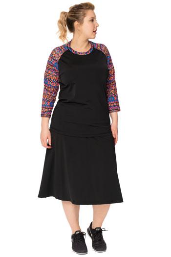 Activewear Long Swim and Sports Skirt 28" - Chlorine Proof (with attached leggings)