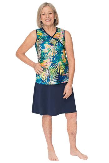 Sleeveless Crossover Swim Top – Chlorine Proof & UPF 50+