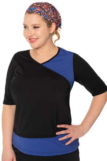 Faux Wrap V-neck Swim Top - Chlorine Proof